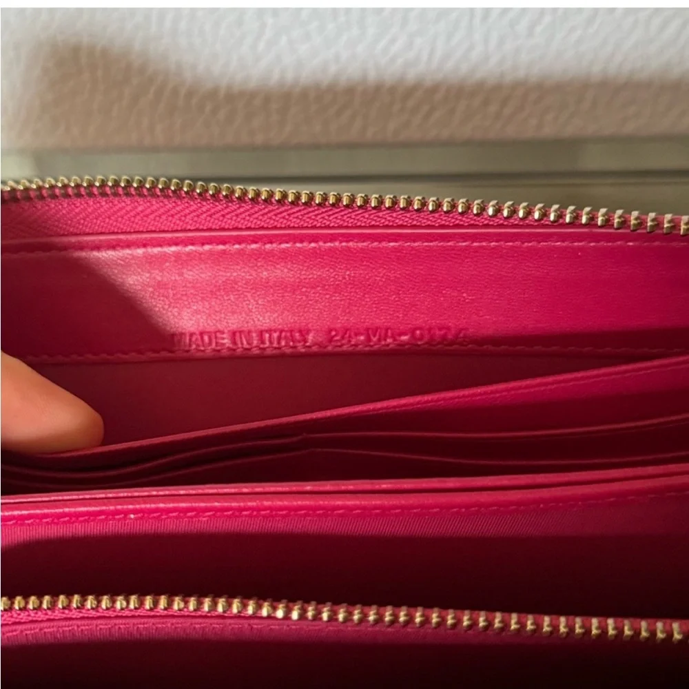 Christian Dior Fuchsia Long Zip Wallet With Charms